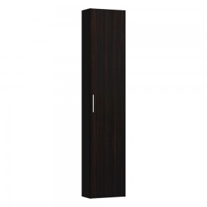 Laufen 26411102631 Base Tall Cabinet with Small Projection - 1x Left Hinged Door/1x Fixed Shelf & 4x Glass Shelves 185x350x1650mm Dark Brown Elm