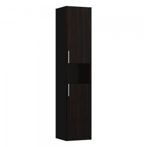 Laufen 26911102631 Base Tall Cabinet - 2x Left Hinged Door/1x Open Shelf & 2x Glass Shelves 335x350x1650mm Dark Brown Elm
