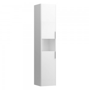 Laufen 26921102611 Base Tall Cabinet - 2x Right Hinged Door/1x Open Shelf & 2x Glass Shelves 335x350x1650mm Gloss White