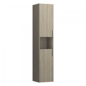 Laufen 26921102621 Base Tall Cabinet - 2x Right Hinged Door/1x Open Shelf & 2x Glass Shelves 335x350x1650mm Light Elm