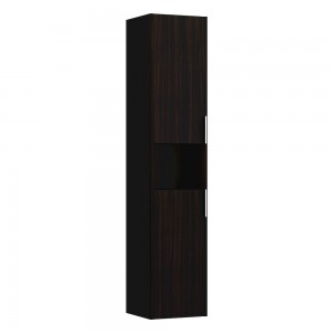 Laufen 26921102631 Base Tall Cabinet - 2x Right Hinged Door/1x Open Shelf & 2x Glass Shelves 335x350x1650mm Dark Brown Elm