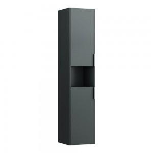 Laufen 26921102661 Base Tall Cabinet - 2x Right Hinged Door/1x Open Shelf & 2x Glass Shelves 335x350x1650mm Traffic Grey