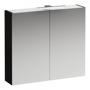 Laufen 4028221102631 Base Double Door Mirrored Cabinet with Light & Shaver Socket 800x700x180mm Dark Elm
