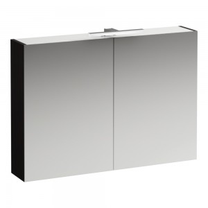 Laufen 4028721102631 Base Double Door Mirrored Cabinet with Light & Shaver Socket 1000x700x180mm Dark Elm