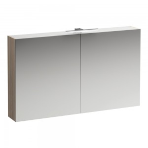 Laufen 4029221102621 Base Double Door Mirrored Cabinet with Light & Shaver Socket 1200x700x185mm Light Elm