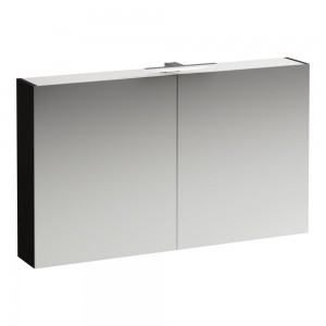 Laufen 4029221102631 Base Double Door Mirrored Cabinet with Light & Shaver Socket 1200x700x185mm Dark Elm