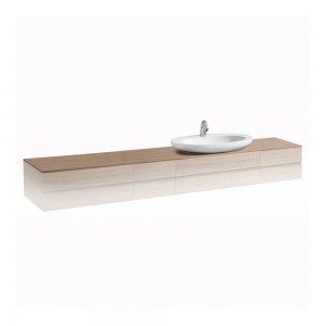 Laufen 4246030976311 Alessi Countertop with Cut-Out Right for 2-Vanity Units 2400mm White Lacquered (Basin & Vanity Unit NOT Included)