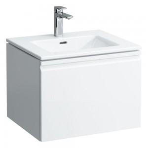 Laufen 609624751041 Pro S Vanity Unit - 1x Drawer/1 Interior & Slim Washbasin 600x500x435mm Gloss White (Brassware NOT Included)