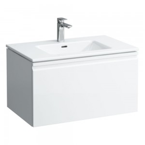 Laufen 609644631041 Pro S Vanity Unit - 1x Drawer/1x Interior Drawer & Slim Washbasin 800x500x435mm Matt White (Brassware NOT Included)