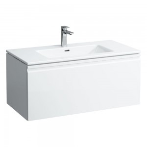 Laufen 609664631041 Pro S Vanity Unit - 1x Drawer/1x Interior Drawer & Slim Washbasin 1000x500x435mm Matt White (Brassware NOT Included)