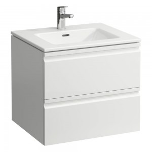 Laufen 619614751041 Pro S Vanity Unit - 2x Drawer & Slim Washbasin 600mmx500x525mm Gloss White (Brassware NOT Included)