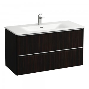 Laufen 8607072631041 Palace Combipack Slim Washbasin with 2-Drawer Vanity Unit 450x545x1000mm Dark Brown Elm (Brassware NOT Included)