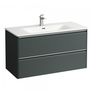 Laufen 8607072661041 Palace Combipack Slim Washbasin with 2-Drawer Vanity Unit 450x545x1000mm Traffic Grey (Brassware NOT Included)