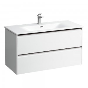Laufen 8617072601041 Palace Combipack Slim Washbasin with 2-Drawer Vanity Unit 450x545x1000mm White (Brassware NOT Included)