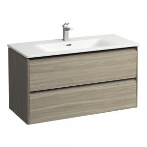 Laufen 8617072621041 Palace Combipack Slim Washbasin with 2-Drawer Vanity Unit 450x545x1000mm Light Elm (Brassware NOT Included)