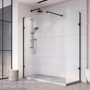 Roman Liberty Corner Wetroom Panel 1057mm Fluted Glass Brushed Brass [KLCP11FBR]