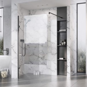 Roman Liberty Corner Wetroom Panel 757mm Clear Glass Polished Nickel [KLCP813PN] [WETROOM PANEL ONLY - BRACE BARS/FIXINGS NOT INCLUDED]