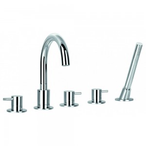 Flova LV5HBSM Levo 5-Hole Deck Mounted Bath & Shower Mixer/Shower Set Chrome