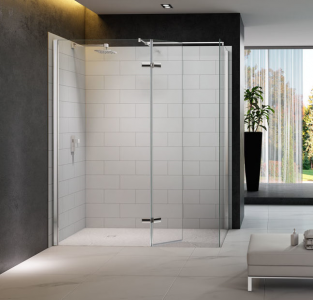 MERLYN M8SW1100HB Series 8 Wetroom - Showerwall with Hinged Swivel Panel & Shower Tray 1100mm
