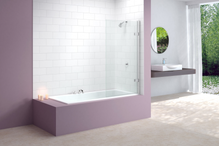 MERLYN MB6 Secure Seal Bath Screen - Hinged Square 850x1500mm