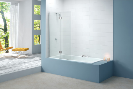 MERLYN MB7L Secure Seal Bath Screen - 2 Panel Hinged 900x1500mm - Left Hand