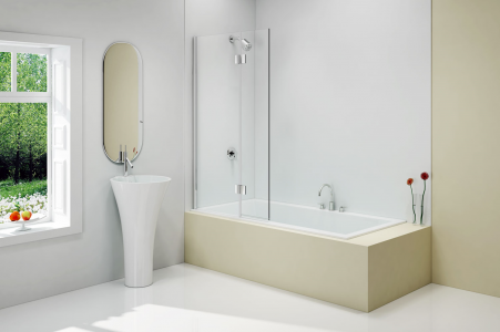 MERLYN MB7AL 2 Panel Hinged Bath Screen 850x1500mm - Left Hand