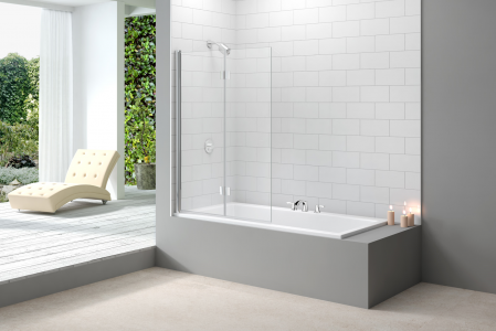 MERLYN MB8 Secure Seal Bath Screen - 2 Panel Folding 1100x1500mm