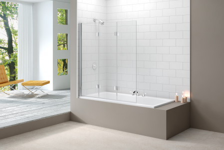 MERLYN MB9 Secure Seal Bath Screen - 3 Panel Folding 1400x1500mm