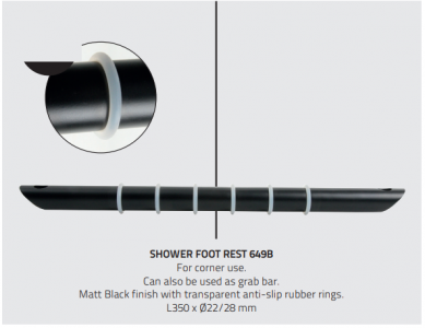 Miller 649B Classic Shower Footrest 350mm Matt Black