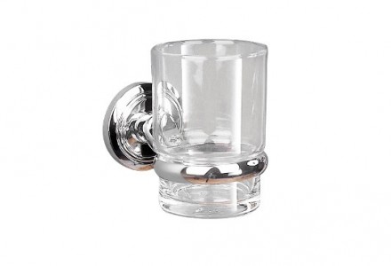 Miller 8003C Oslo Clear Glass Tumbler & Holder 95mm Chrome