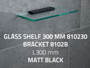 Miller 810230C Classic Glass Shelf 300mm - Chrome Bracket Included
