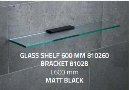Miller 810260C Classic Glass Shelf 600mm - Chrome Bracket Included
