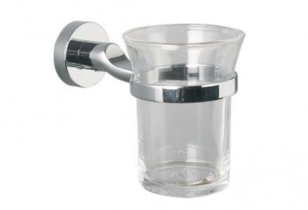 Miller 8703C Bond Clear Glass Tumbler & Holder 100mm Chrome 