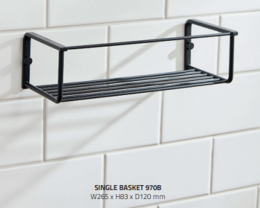 Miller 970B Shower Basket 83x265mm Matt Black