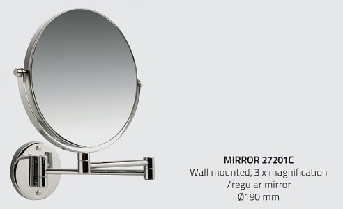 Miller 27201C Classic Wall Mounted 3x Magnifying/Normal Mirror dia 190mm Chrome