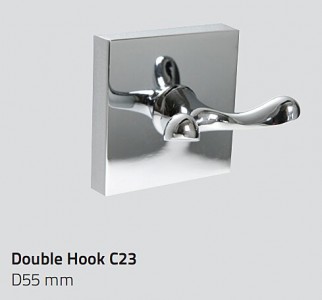 Miller C23 Cube Double Robe Hook 55mm Chrome