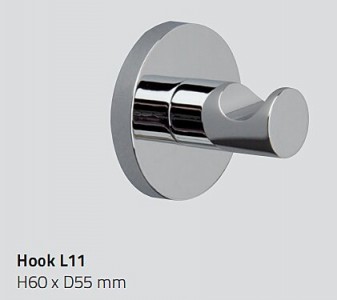 Miller L11 Lily Single Robe Hook 55x60mm Chrome