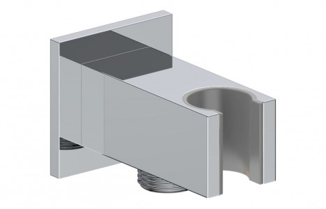 Misurina Handset Wall Bracket with Wall Outlet (Square) Chrome [PLUM116258]
