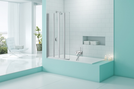 MERLYN MS4 Secure Seal Bath Screen - 4 Fold 800x1500mm