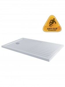 MX Group Elements Anti-Slip Rectangular Walk-In Shower Tray with Drying Area & 90mm Waste 1700x800mm White [ASST6]