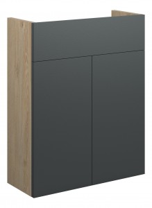 Adula Slim Basin Unit 500mm (2 Door) Matt Graphite Grey (Oak Cabinet) [PLUM110470]