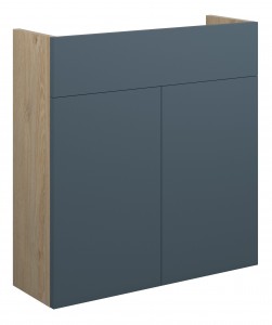 Adula Slim Basin Unit 600mm (2 Door) Matt Arley Blue (Oak Cabinet) [PLUM110902]