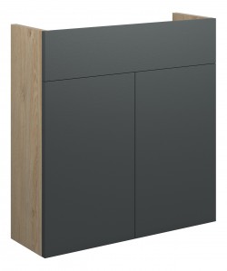 Adula Slim Basin Unit 600mm (2 Door) Matt Graphite Grey (Oak Cabinet) [PLUM110476]