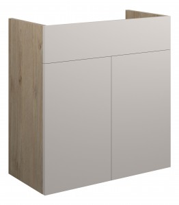 Adula Standard Basin Unit 600mm (2 Door) Matt Dove Grey (Oak Cabinet) [PLUM110550]