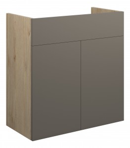 Adula Standard Basin Unit 600mm (2 Door) Matt Stone (Oak Cabinet) [PLUM110692]