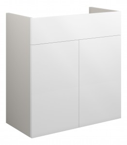 Adula Standard Basin Unit 600mm (2 Door) White Gloss (Grey Cabinet) [PLUM110407]