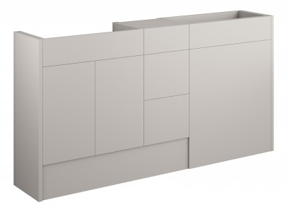 Adula Standard Basin & WC Unit with 3 Drawer Unit Pack 1536mm Matt Dove Grey (Grey Cabinet) [PLUM110585]