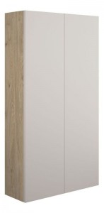 Adula Slim Wall Mounted Storage Unit (2 Door) 600mm Matt Dove Grey (Oak Cabinet) [PLUM110571]