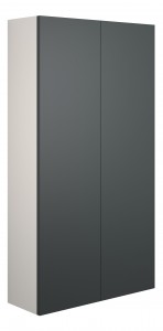 Adula Slim Wall Mounted Storage Unit (2 Door) 600mm Matt Graphite Grey (Grey Cabinet) [PLUM110499]