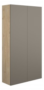 Adula Slim Wall Mounted Storage Unit (2 Door) 600mm Matt Stone (Oak Cabinet) [PLUM110713]
